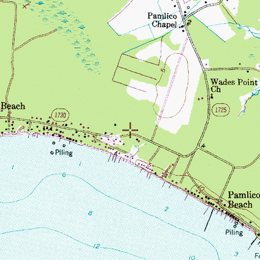 Topographic Map of Pamlico Beach Fire Department and Rescue Squad, NC