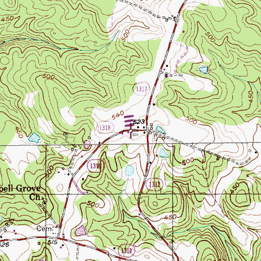 Topographic Map of Mountain Creek Volunteer Fire Department, NC