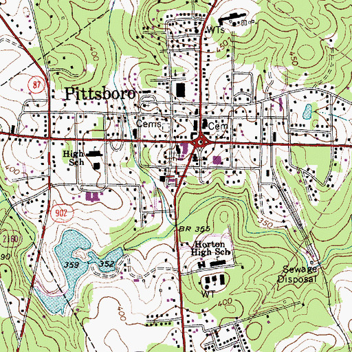 Topographic Map of Chatham County Fire Station 12 - Pittsboro Fire Department, NC