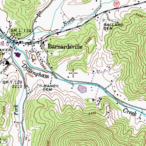 Topographic Map of Barnardsville Volunteer Fire Department, NC