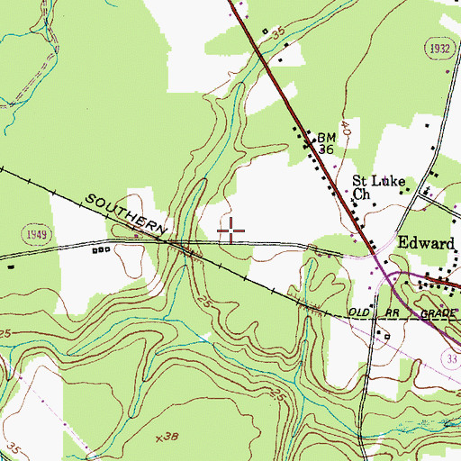 Topographic Map of Aurora Fire Department Edward Substation, NC