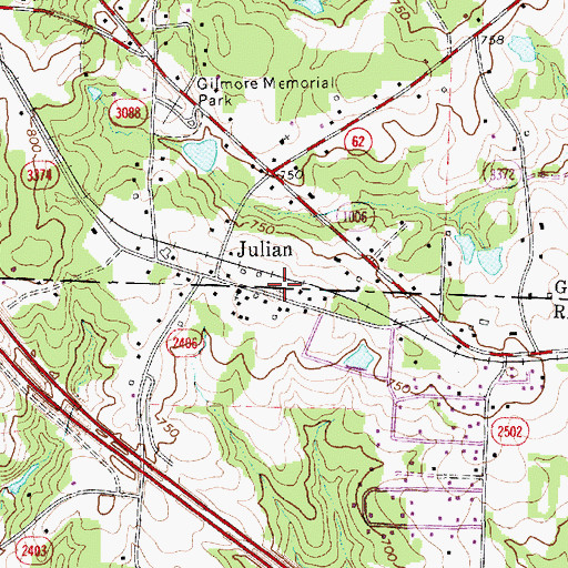 Topographic Map of Julian Volunteer Fire Department, NC