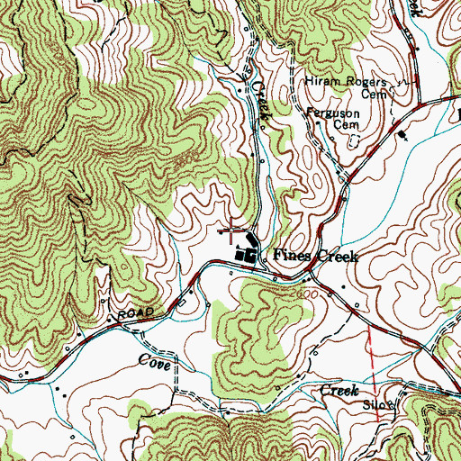 Topographic Map of Fines Creek Volunteer Fire Department, NC