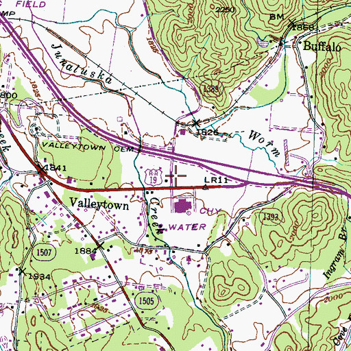 Topographic Map of Valleytown Volunteer Fire Department, NC