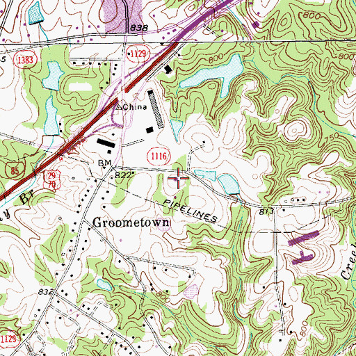 Topographic Map of Pinecroft - Sedgefield Fire Station 24, NC