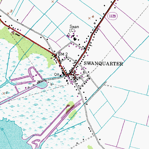 Topographic Map of Swan Quarter Volunteer Fire Department, NC