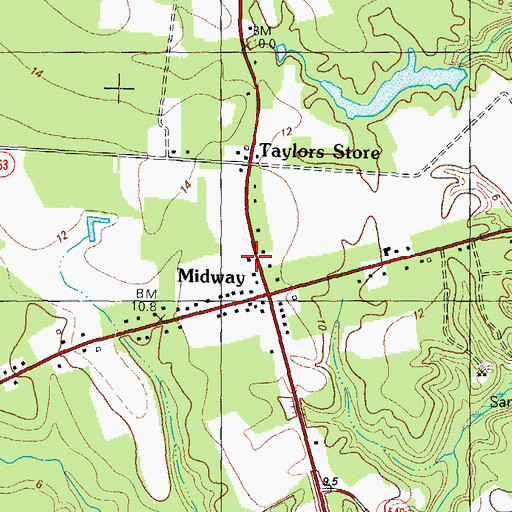 Topographic Map of Merry - Hill Midway Volunteer Fire Department, NC