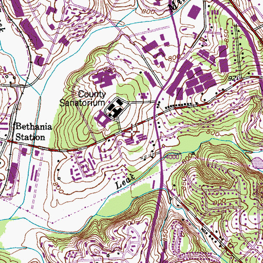 Topographic Map of Winston - Salem Fire Department Station 14 Shattalon North, NC