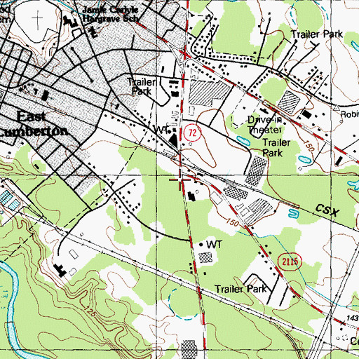 Topographic Map of Lumberton Fire Department Station 2, NC