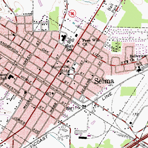 Topographic Map of Selma Fire Department, NC