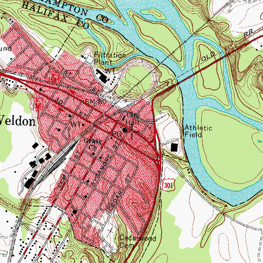 Topographic Map of Weldon Fire Department Station 1 Headquarters, NC