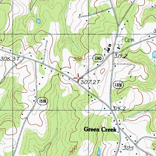 Topographic Map of Green Creek Volunteer Fire Department Station 1, NC