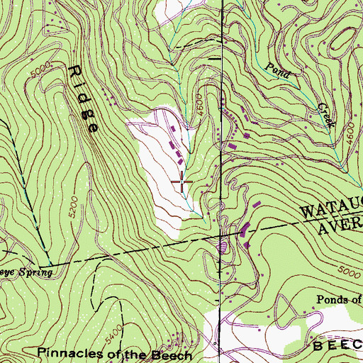 Topographic Map of Beech Mountain Volunteer Fire Department Station 1, NC