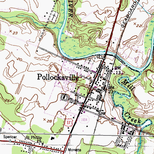 Topographic Map of Pollocksville Volunteer Fire Department, NC