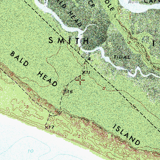 Topographic Map of Bald Head Island Department of Public Safety Fire and Rescue, NC