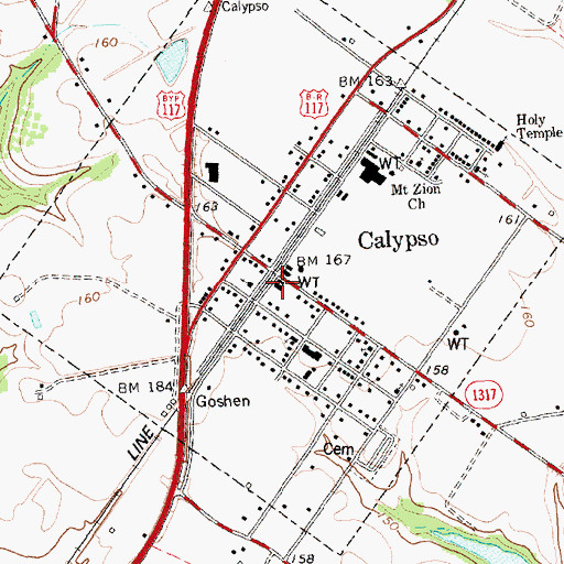 Topographic Map of Calypso Volunteer Fire Department, NC