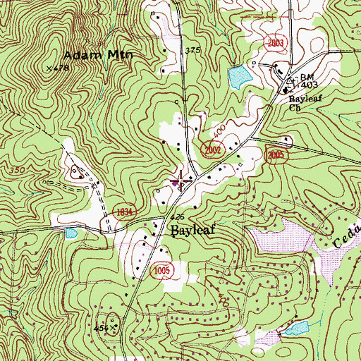 Topographic Map of Bay Leaf Fire Department Station 1, NC