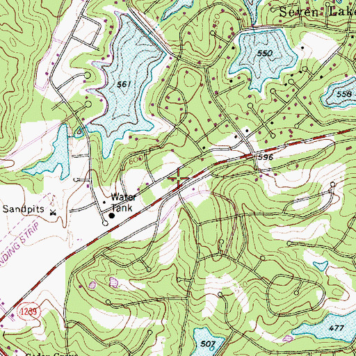 Topographic Map of Seven Lakes Volunteer Fire Department, NC