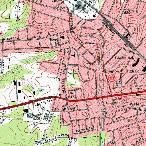 Topographic Map of Gastonia City Fire Department Station 1, NC