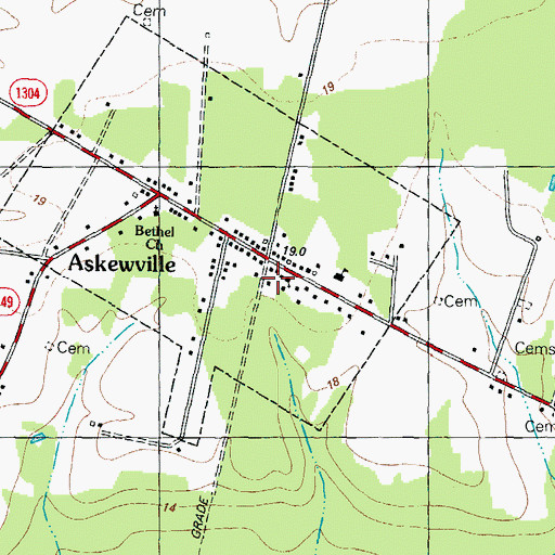 Topographic Map of Askewville Volunteer Fire Department, NC