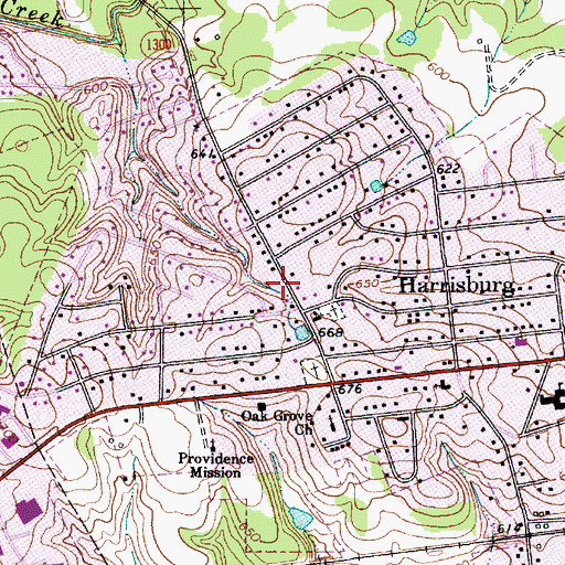 Topographic Map of Harrisburg Fire Department Station 1 Headquarters, NC