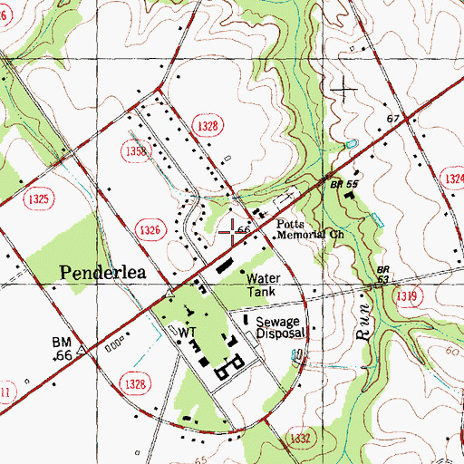 Topographic Map of Penderlea Volunteer Fire Department, NC