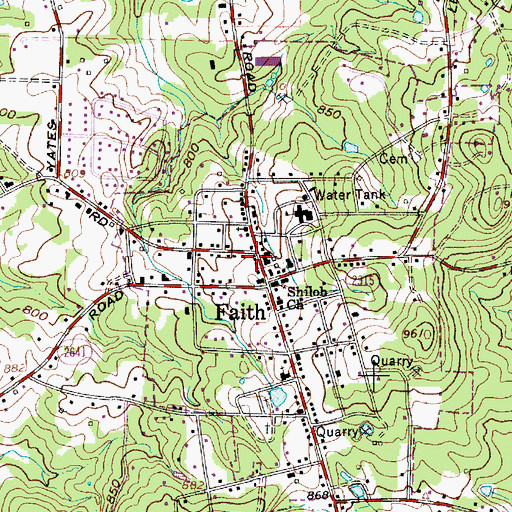 Topographic Map of Faith Fire Department, NC