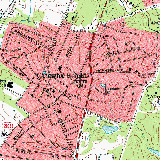 Topographic Map of Mount Holly Fire and Rescue Station 2, NC