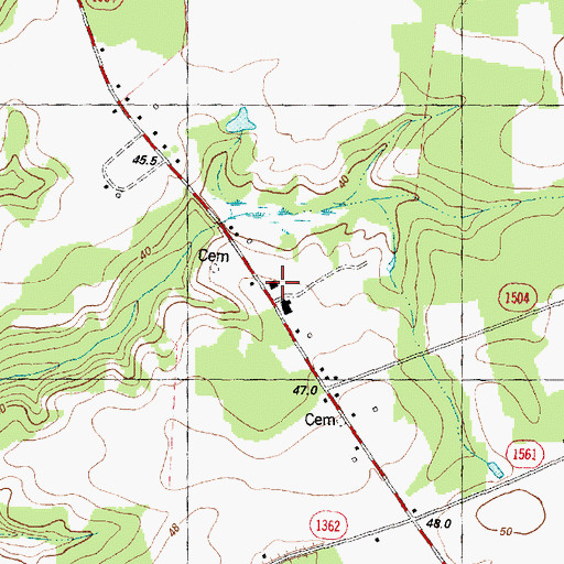 Topographic Map of Oak Wolfe Fire Department, NC