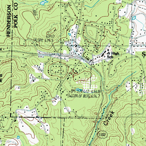 Topographic Map of Saluda Rescue Volunteer Fire Station, NC