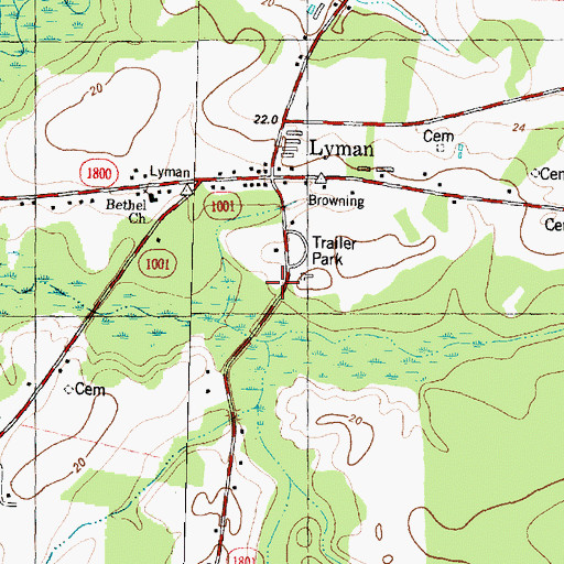 Topographic Map of Lyman Volunteer Fire Department, NC