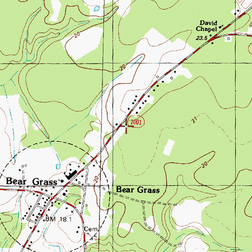 Topographic Map of Bear Grass Fire / Rescue, NC