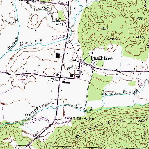 Topographic Map of Peachtree Volunteer Fire Department, NC
