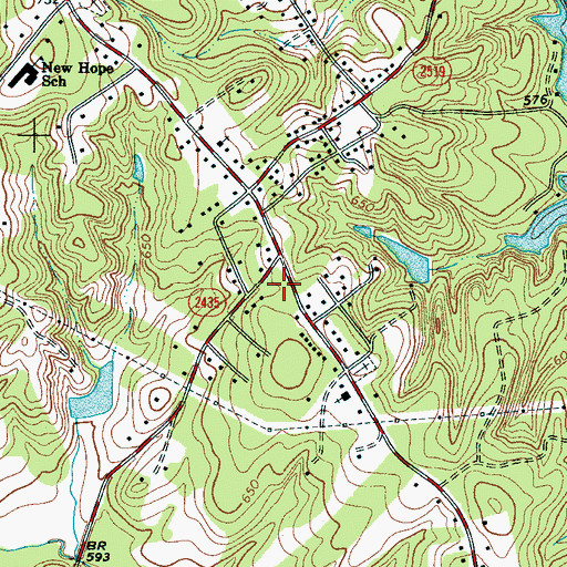 Topographic Map of New Hope Volunteer Fire Department Station 50, NC