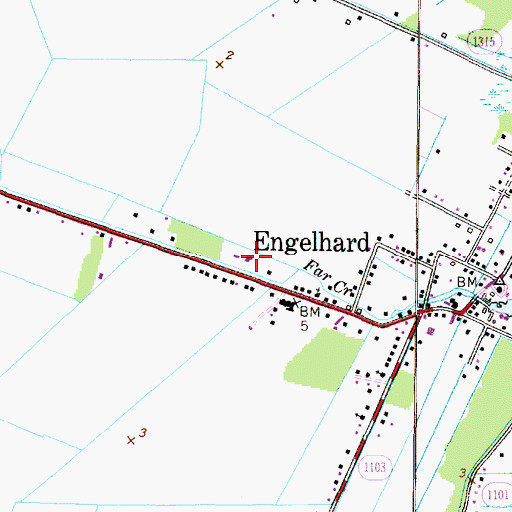 Topographic Map of Engelhard Volunteer Fire Department, NC