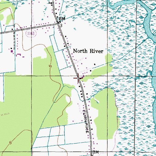 Topographic Map of North River and Laurel Road Volunteer Fire Department, NC