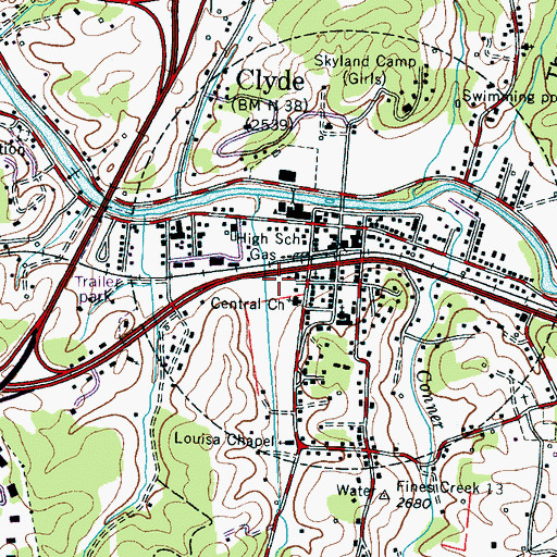 Topographic Map of Clyde Volunteer Fire Department, NC