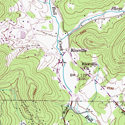 Topographic Map of Riceville Volunteer Fire Department, NC