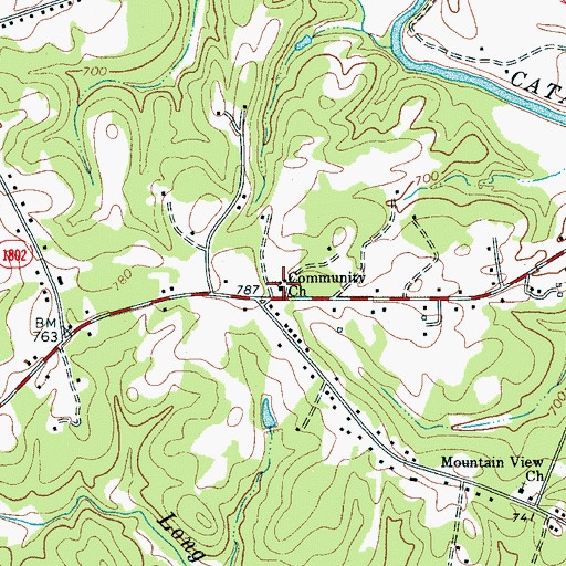 Topographic Map of Spencer Mountain Road Volunteer Fire Department, NC