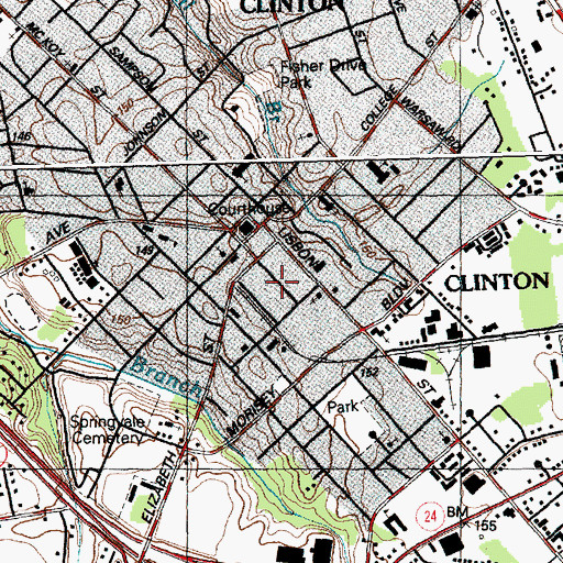 Topographic Map of Clinton Fire Department, NC