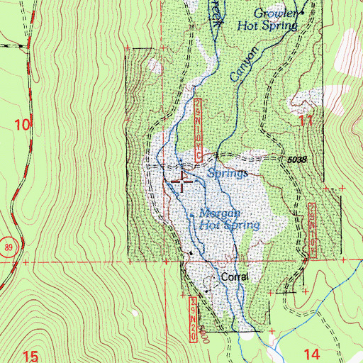 Topographic Map of Morgan Hot Spring, CA