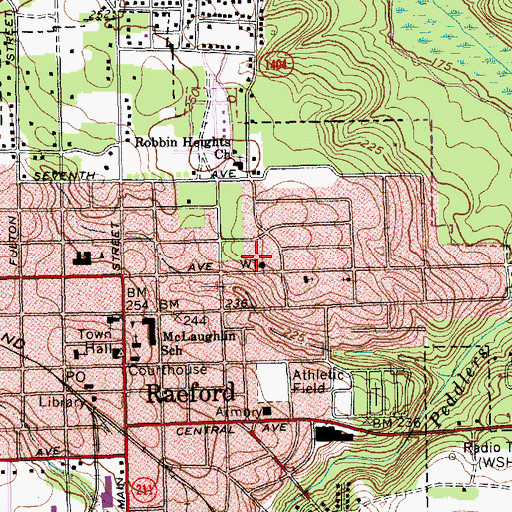 Topographic Map of Raeford Fire Department, NC