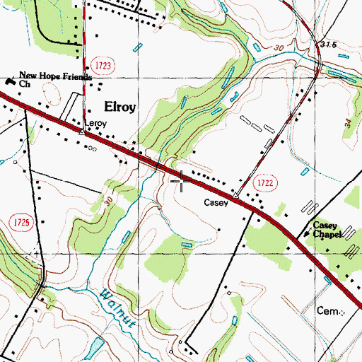 Topographic Map of Elroy Volunteer Firefighters, NC