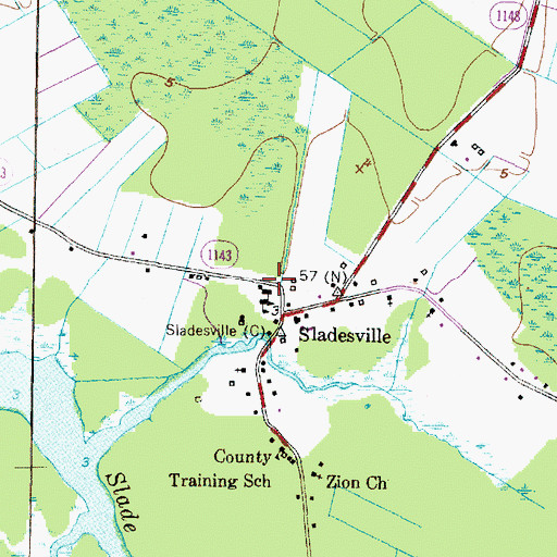 Topographic Map of Scranton Volunteer Fire Department, NC