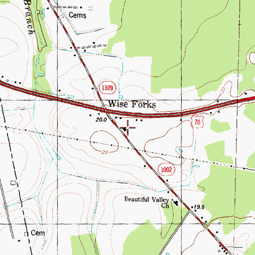Topographic Map of Wyse Fork Volunteer Fire Department, NC