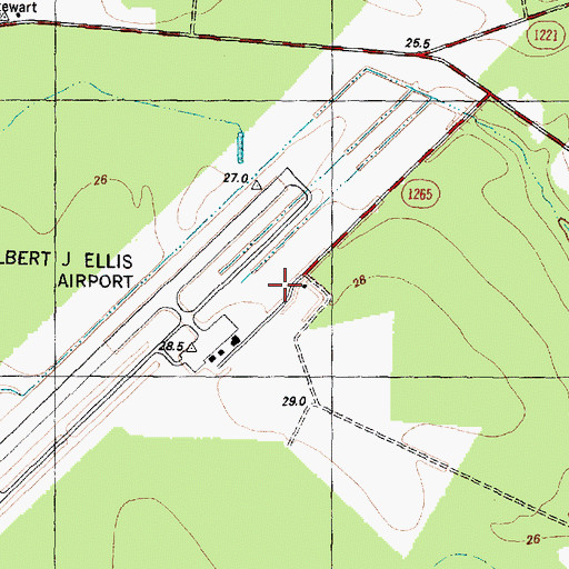 Topographic Map of Albert J Ellis Airport Fire and Rescue, NC