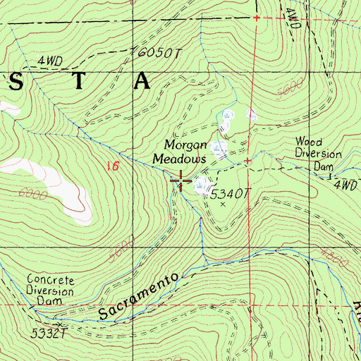 Topographic Map of Morgan Meadows, CA