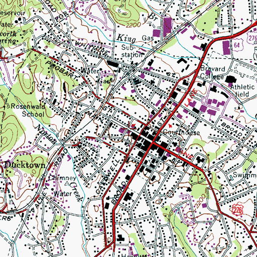 Topographic Map of Brevard Fire Department, NC