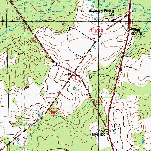 Topographic Map of North Whiteville Volunteer Fire Department, NC