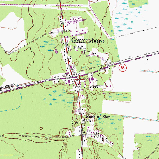 Topographic Map of Grantsboro - Silverhill Volunteer Fire Department and Emergency Services, NC